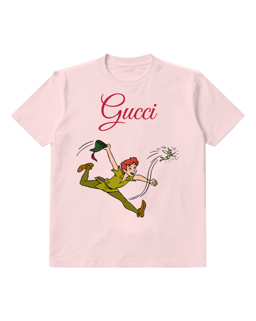 Blush Pink Peter Pan Leaping Mid Air Graphic T-Shirt - front product view