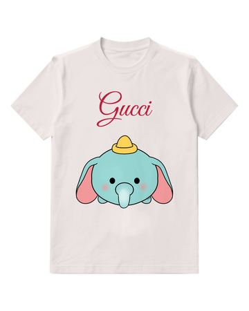 White Mint Elephant Tiny Hat Graphic T-Shirt - front product view