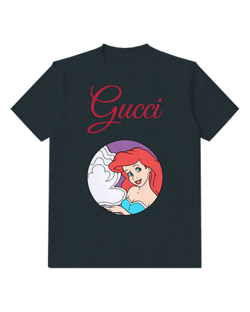 Navy Blue Red Haired Princess Oval Portrait Graphic T-Shirt - front product view