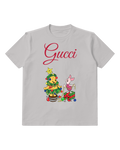 Light Gray Pooh And Piglet Decorating Christmas Tree Graphic T-Shirt - front product view
