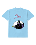Sky Blue Horned Sorceress Oval Frame Graphic T-Shirt - front product view