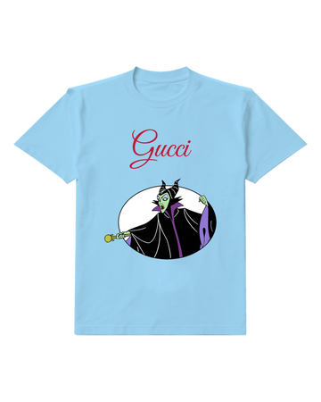 Sky Blue Horned Sorceress Oval Frame Graphic T-Shirt - front product view