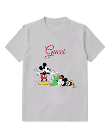 Light Gray Mickey Mouse Holding Flowers Graphic T-Shirt - front product view