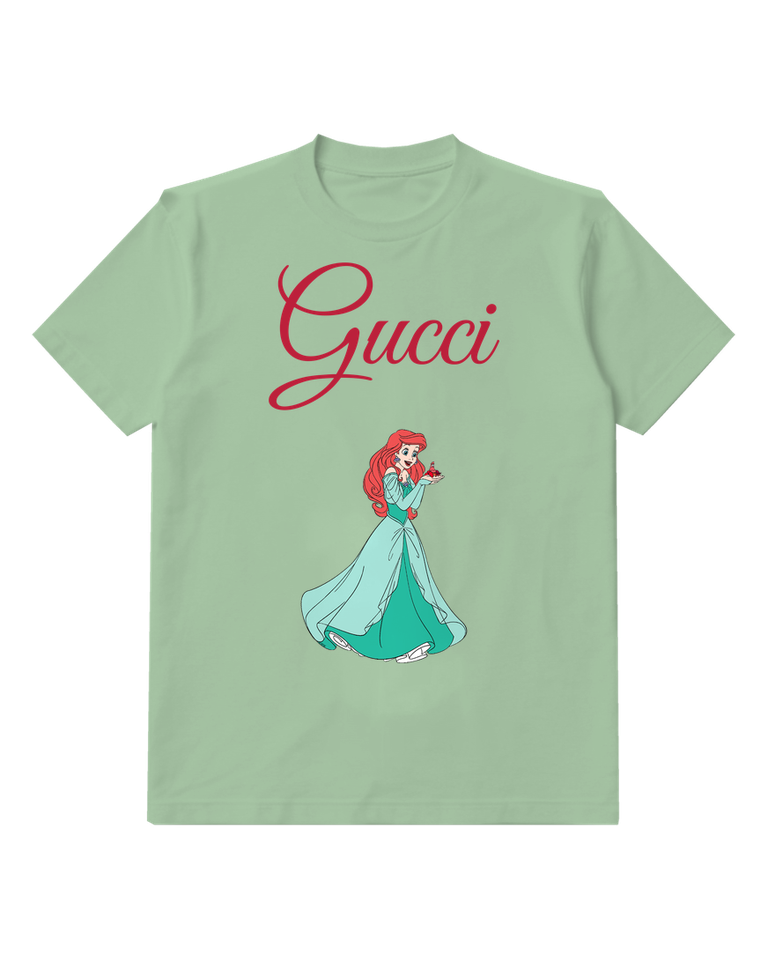 Sage Green Ariel Holding Small Red Bird Graphic T-Shirt - front product view