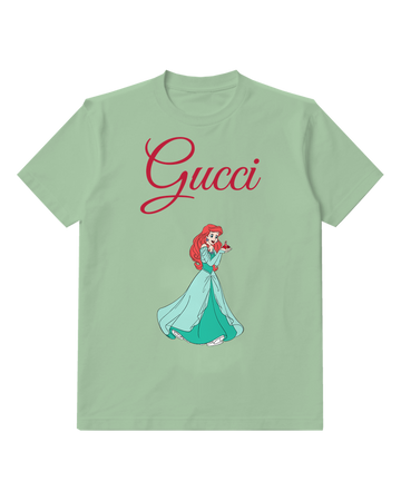 Sage Green Ariel Holding Small Red Bird Graphic T-Shirt - front product view