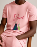 Blush Pink Elsa And Anna In Coronation Attire Graphic T-Shirt - model wearing view