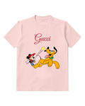 Blush Pink Mickey And Pluto Chasing A Ball Graphic T-Shirt - front product view