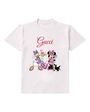 White Minnie And Daisy In Cheerful Poses Graphic T-Shirt - front product view