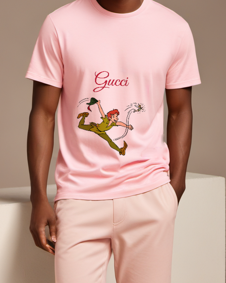 Blush Pink Peter Pan Leaping Mid Air Graphic T-Shirt - model wearing view