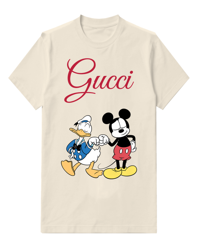 Ivory Mickey And Donald Fist Bumping Graphic T-Shirt - front product view
