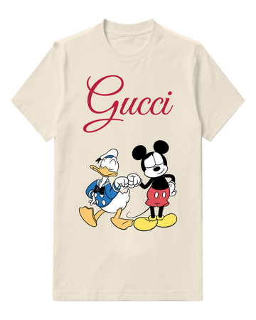 Ivory Mickey And Donald Fist Bumping Graphic T-Shirt - front product view