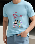 Sky Blue Minnie And Daisy Jogging Together Graphic T-Shirt - model wearing view