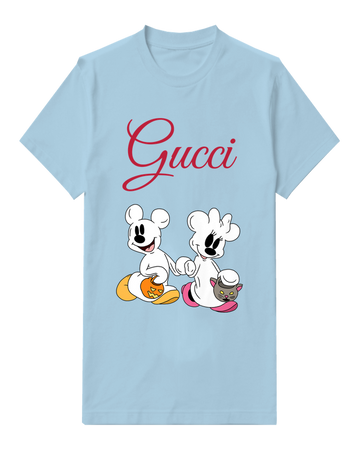 Sky Blue Mickey And Minnie In Halloween Outfits Graphic T-Shirt - front product view