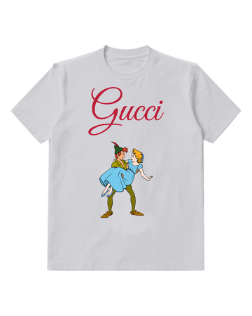 Light Gray Peter Pan Holds Wendy In Dance Graphic T-Shirt - front product view