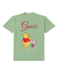 Sage Green Winnie The Pooh And Piglet Holding Paper Graphic T-Shirt - front product view