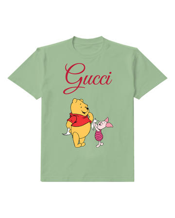 Sage Green Winnie The Pooh And Piglet Holding Paper Graphic T-Shirt - front product view