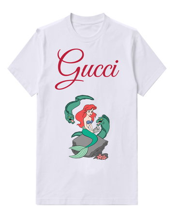 White Ariel Mermaid On Rock With Sea Serpents Graphic T-Shirt - front product view