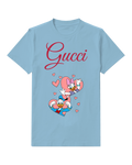 Sky Blue Donald And Daisy In Heart Shapes Graphic T-Shirt - front product view