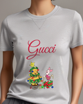 Light Gray Pooh And Piglet Decorating Christmas Tree Graphic T-Shirt - model wearing view