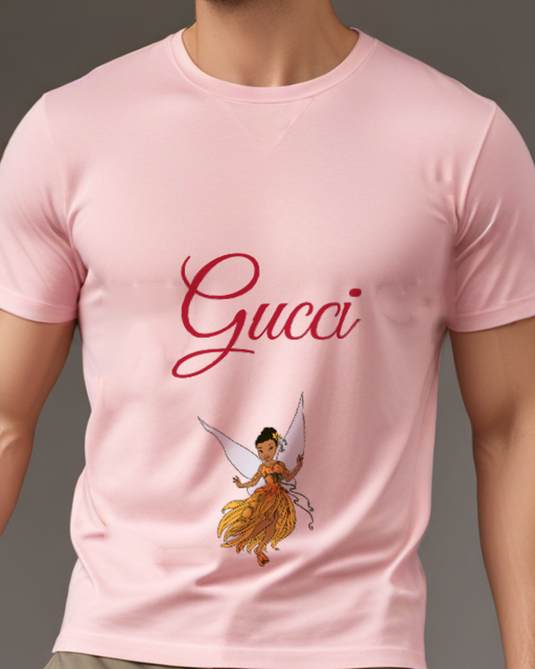 Blush Pink Yellow Fairy Layered Petal Skirt Graphic T-Shirt - model wearing view