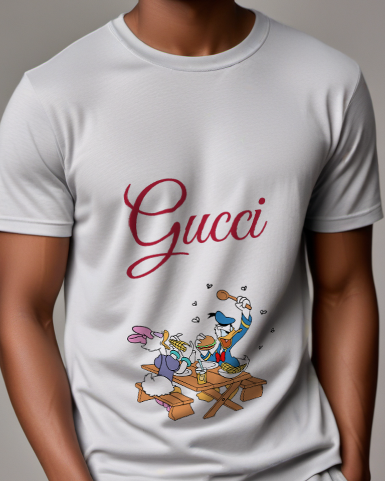 Light Gray Donald Duck And Daisy Duck At Picnic Graphic T-Shirt - model wearing view