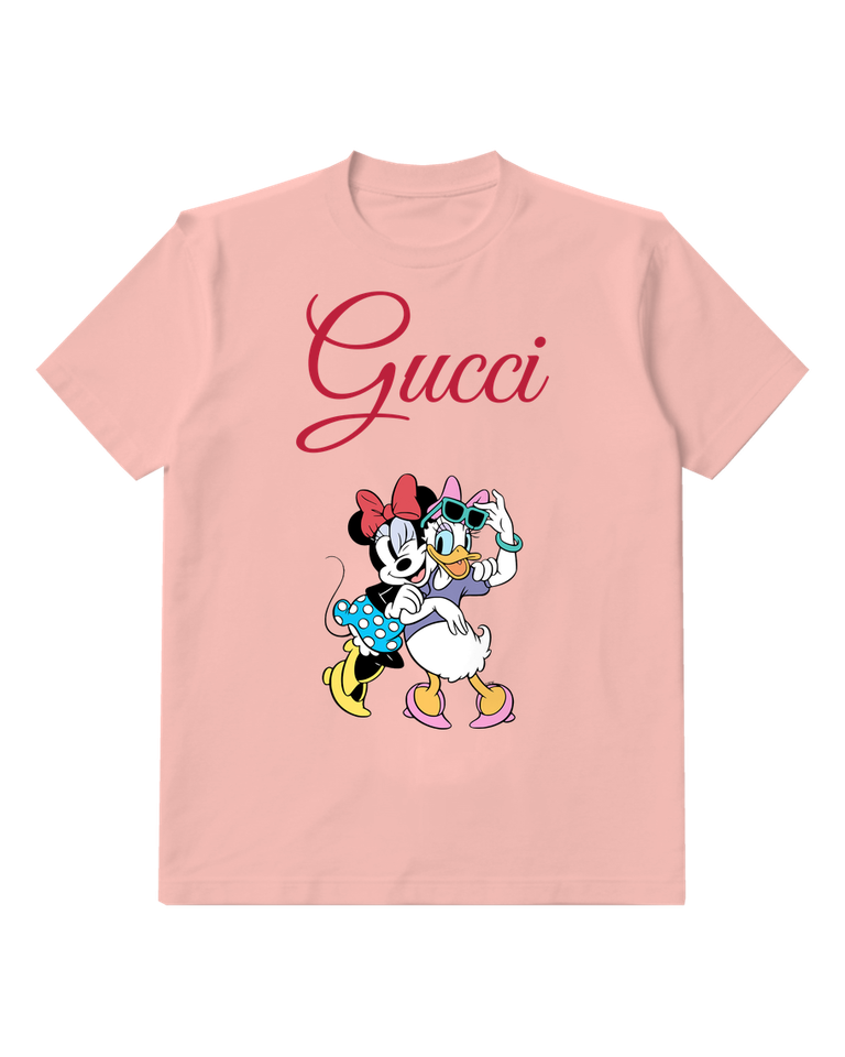Blush Pink Minnie And Daisy Dancing Together Graphic T-Shirt - front product view