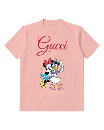 Blush Pink Minnie And Daisy Dancing Together Graphic T-Shirt - front product view