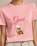 Blush Pink Tigger Atop Tree Piglet Beside Graphic T-Shirt - model wearing view