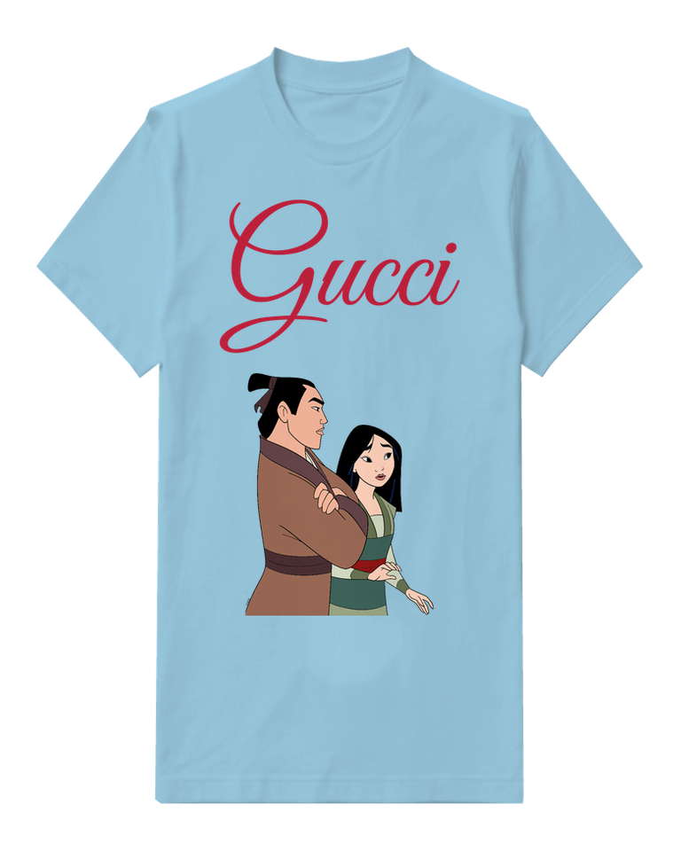 Sky Blue Mulan And Li Shang Standing Together Graphic T-Shirt - front product view