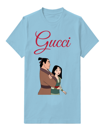 Sky Blue Mulan And Li Shang Standing Together Graphic T-Shirt - front product view