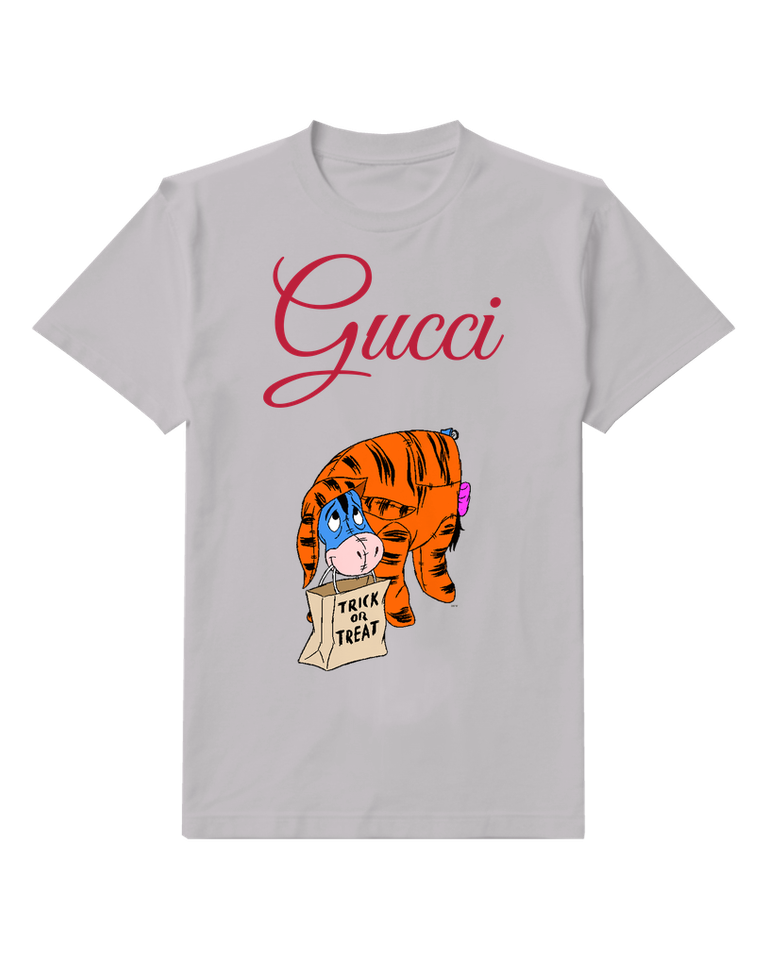 Light Gray Tigger And Eeyore Holding Trick Or Treat Bag Graphic T-Shirt - front product view