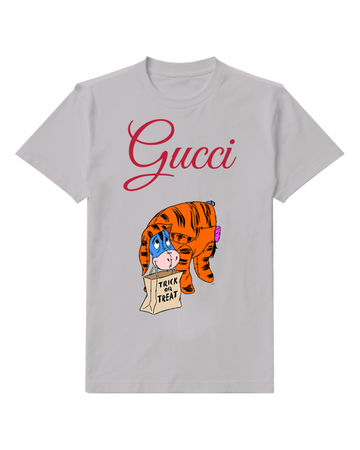 Light Gray Tigger And Eeyore Holding Trick Or Treat Bag Graphic T-Shirt - front product view