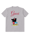 Light Gray Mickey And Minnie In Close Embrace Graphic T-Shirt - front product view