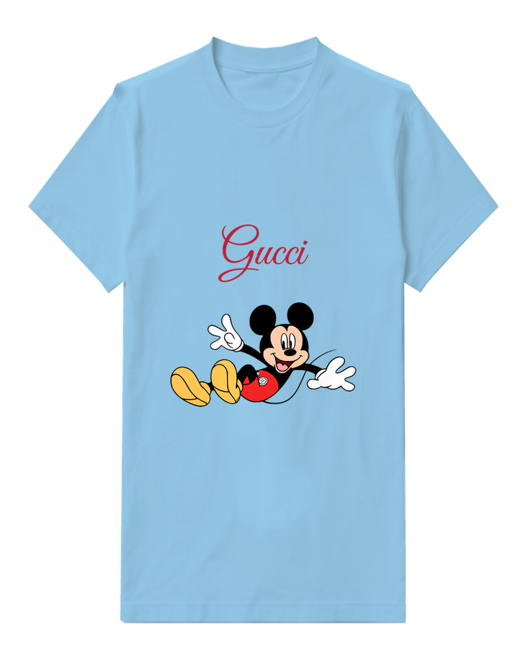 Sky Blue Mouse Reclining Open Arms Graphic T-Shirt - front product view