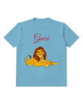 Dusty Blue Lion Father And Cub Resting Together Graphic T-Shirt - front product view