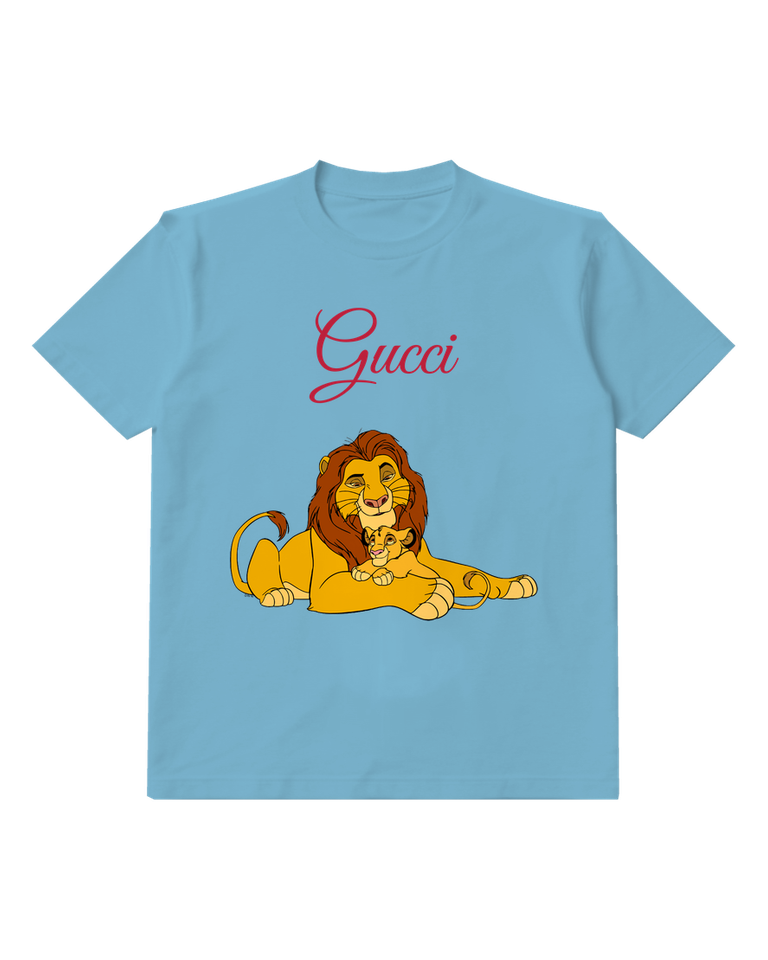 Dusty Blue Lion Father And Cub Resting Together Graphic T-Shirt - front product view