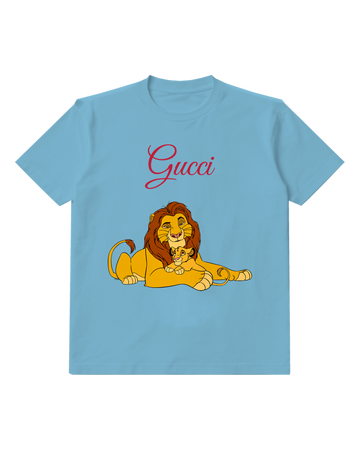 Dusty Blue Lion Father And Cub Resting Together Graphic T-Shirt - front product view