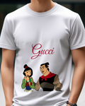 Light Gray Mulan And Li Shang Smiling Together Graphic T-Shirt - model wearing view