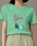 Sage Green Anna And Elsa Standing Side By Side Graphic T-Shirt - model wearing view