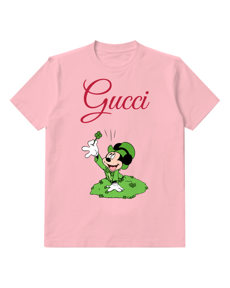 Blush Pink Mouse Green Clover Dress Graphic T-Shirt - front product view