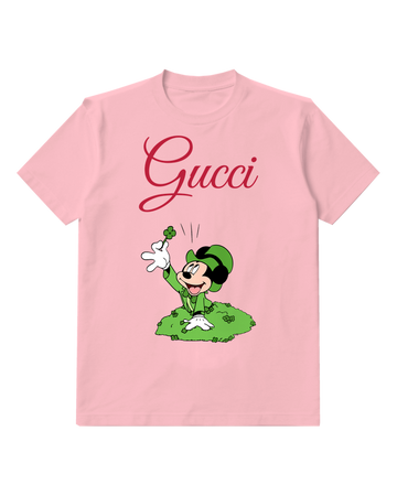 Blush Pink Mouse Green Clover Dress Graphic T-Shirt - front product view
