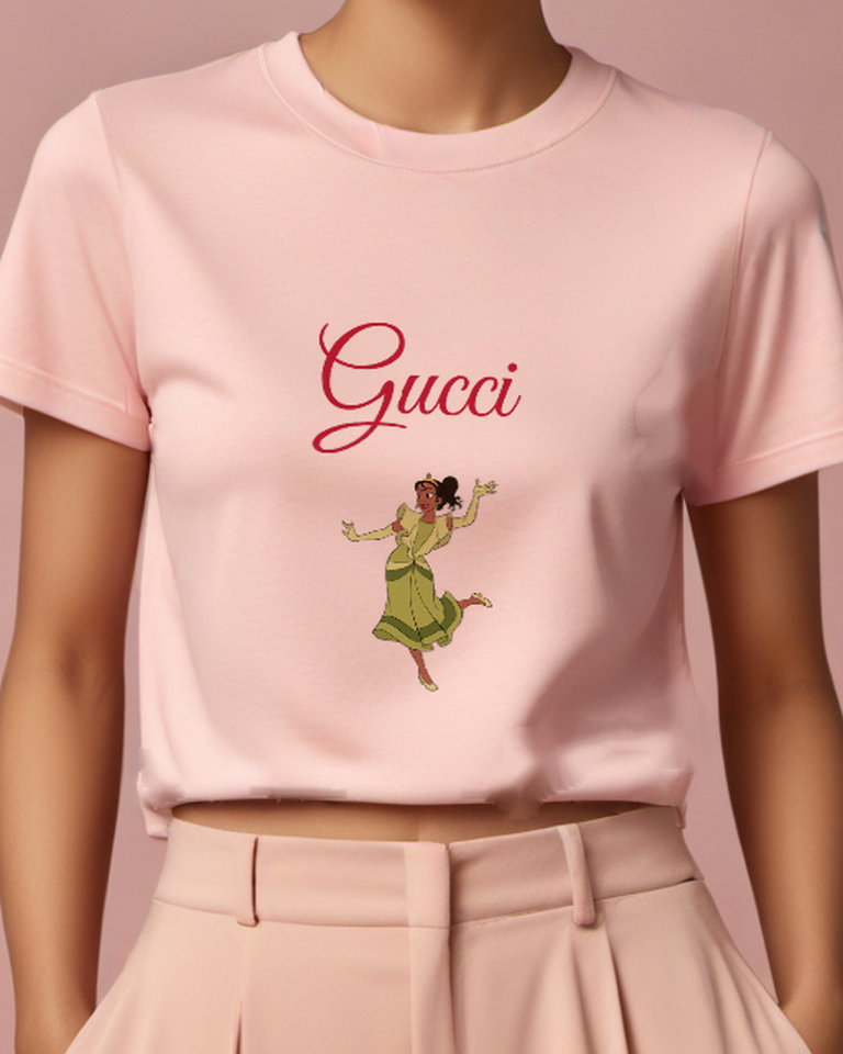 Blush Pink Green Dressed Woman Dancing Graphic T-Shirt - model wearing view