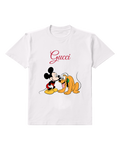 White Mickey Mouse And Pluto Together Graphic T-Shirt - front product view