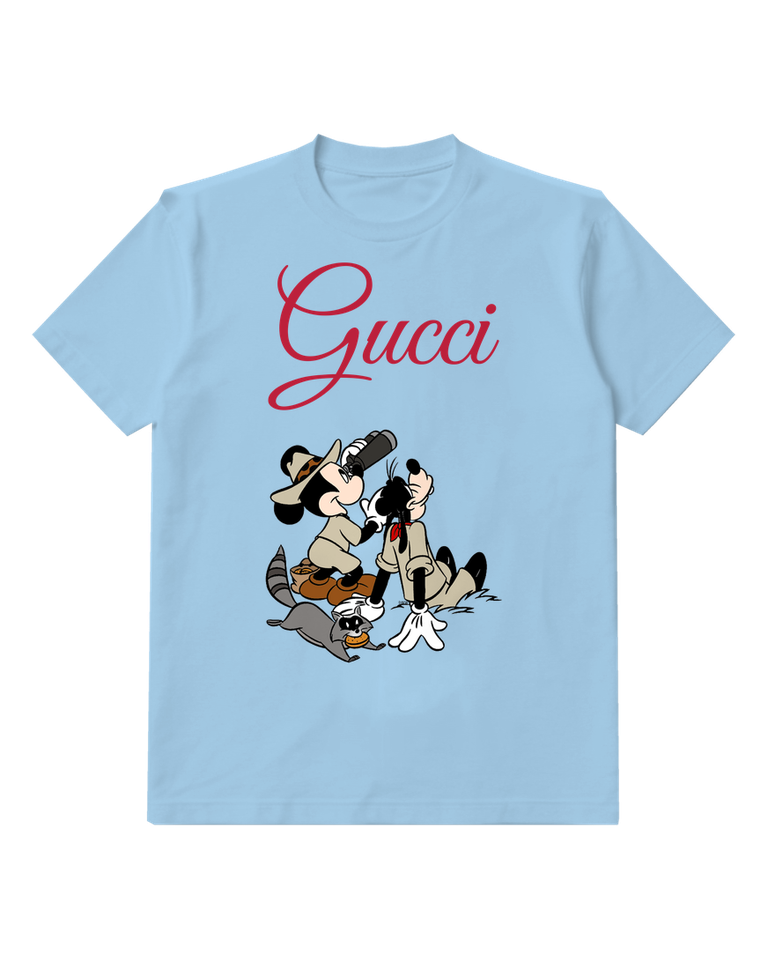 Sky Blue Mickey And Goofy In Safari Gear Graphic T-Shirt - front product view