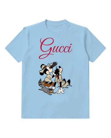 Sky Blue Mickey And Goofy In Safari Gear Graphic T-Shirt - front product view