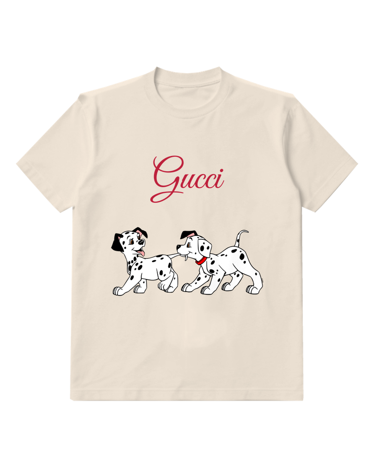 Ivory Two Spotted Puppies Playing Graphic T-Shirt - front product view