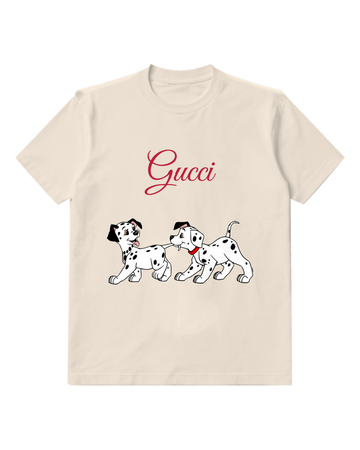 Ivory Two Spotted Puppies Playing Graphic T-Shirt - front product view