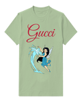 Sage Green Dark Haired Fairy Water Swirl Graphic T-Shirt - front product view
