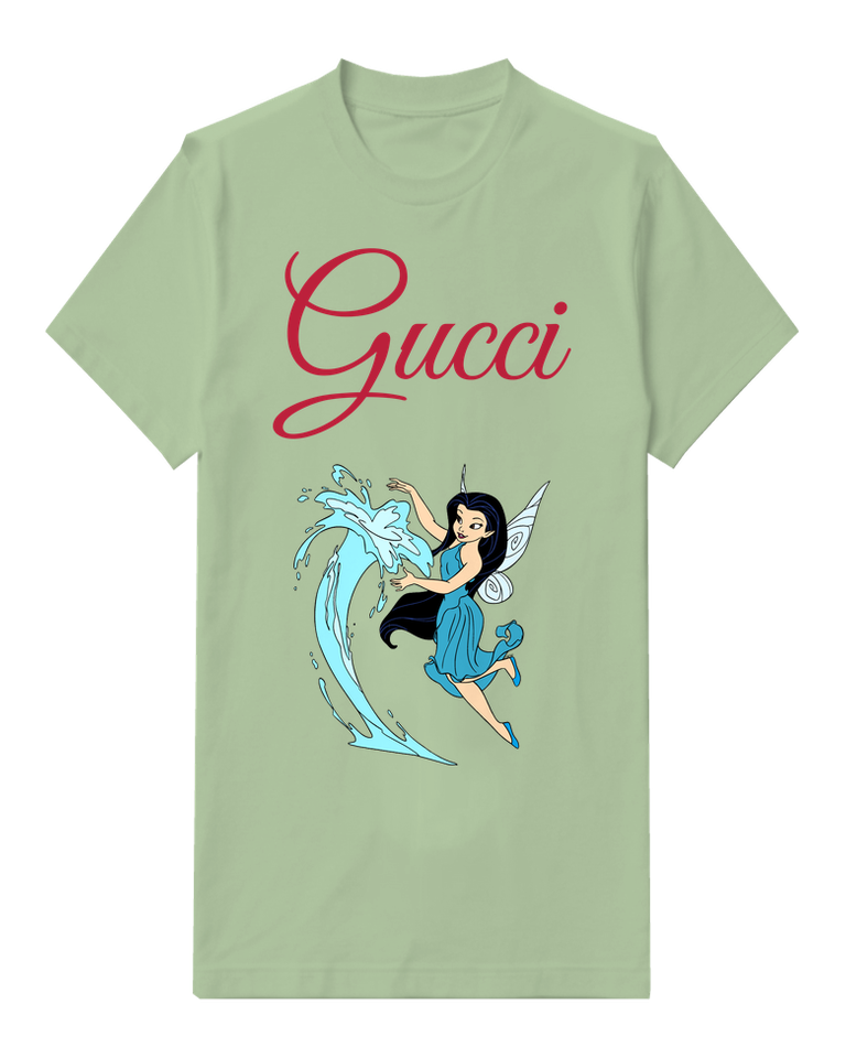 Sage Green Dark Haired Fairy Water Swirl Graphic T-Shirt - front product view