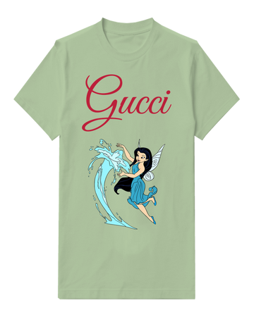Sage Green Dark Haired Fairy Water Swirl Graphic T-Shirt - front product view